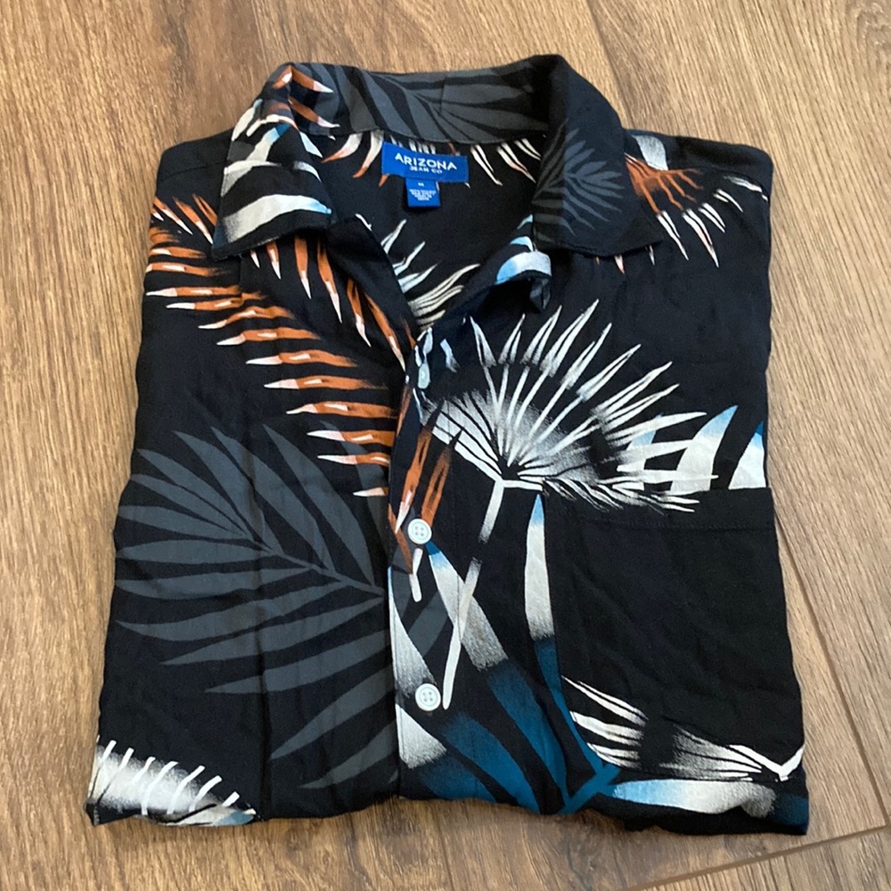 Arizona Company Men's Black Tropical Print Shirt
